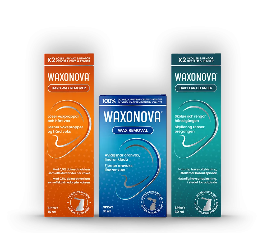 Waxonova öronsprayer på rad